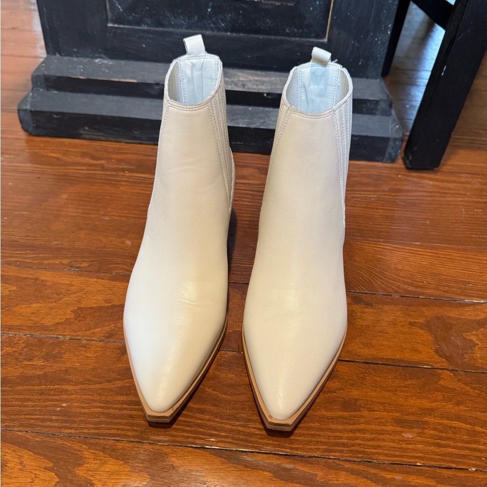 Marc Fisher White Leather Ankle Booties